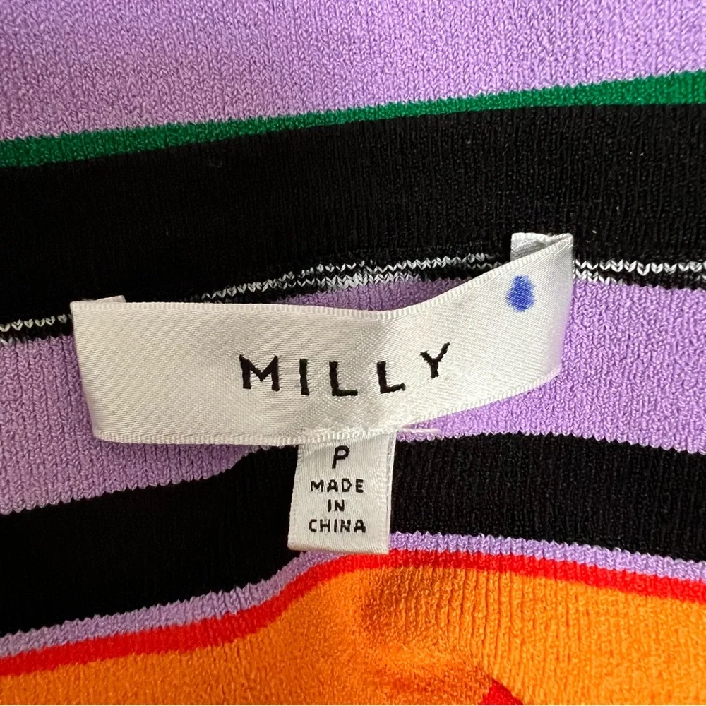 MILLY Rainbow Stripe Square Neck Knit Top ASO Ali Fisher Preppy Academia Sporty - Picture 9 of 17